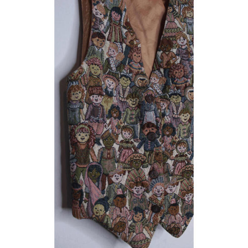 VTG International Faces Brocade Apricot Vest - Medium - Picture 3 of 3